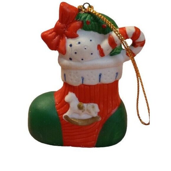 Christmas Ornaments Set Of 3 Ceramic Santa Bear Stocking 7-Eleven Citgo Vintage - Picture 4 of 9